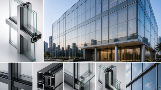 Schuco aluminium facade system Oman modern building glass curtain wall ؟